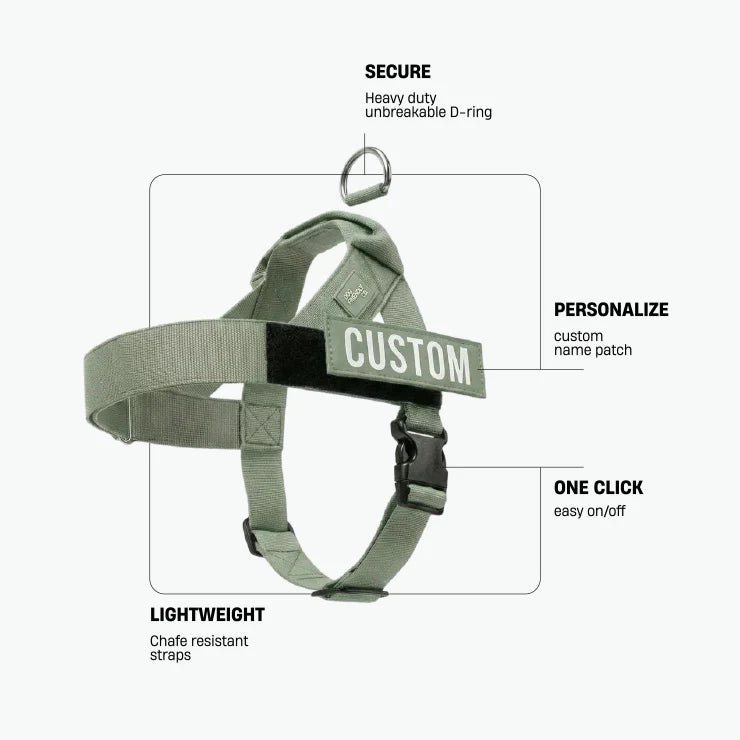 Personalised Dog Harness - Khaki