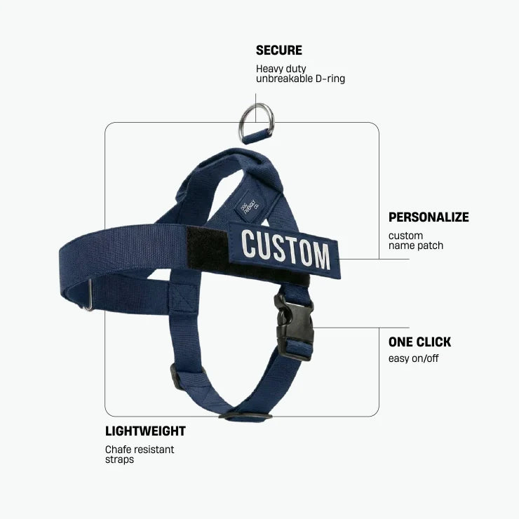 Personalised Dog Harness - Navy Blue